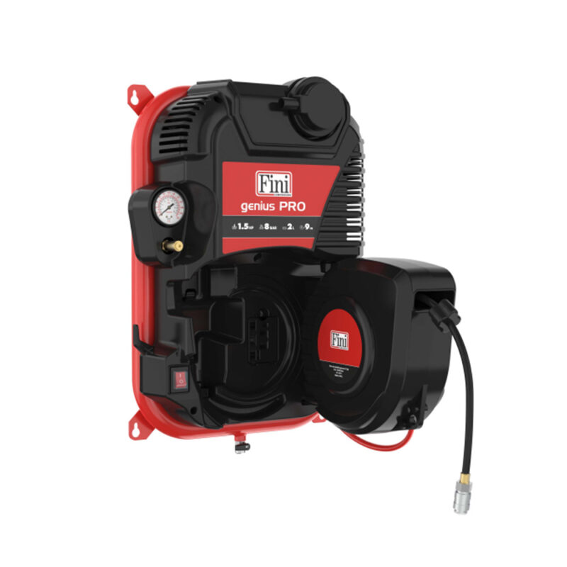 Fini Genius Pro Wall Mounted Compressor with Hose Reel 1.1kW 8Bar