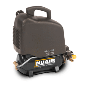 nuair oil free 0.75kw 8bar 8.1cfm 6lt silent direct drive compressor