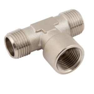 branch female metric & bspp x male metric & bspt brass nickel plated equal tees
