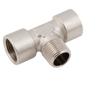 branch male metric & bspt x female metric & bspp brass nickel plated equal tees