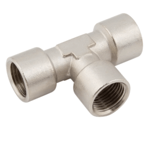 female metric & bspp brass nickel plated equal tees