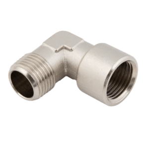 male metric & bspt x female metric & bspp brass nickel plated elbows