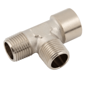 offset male bspt x female bspp brass nickel plated equal tees